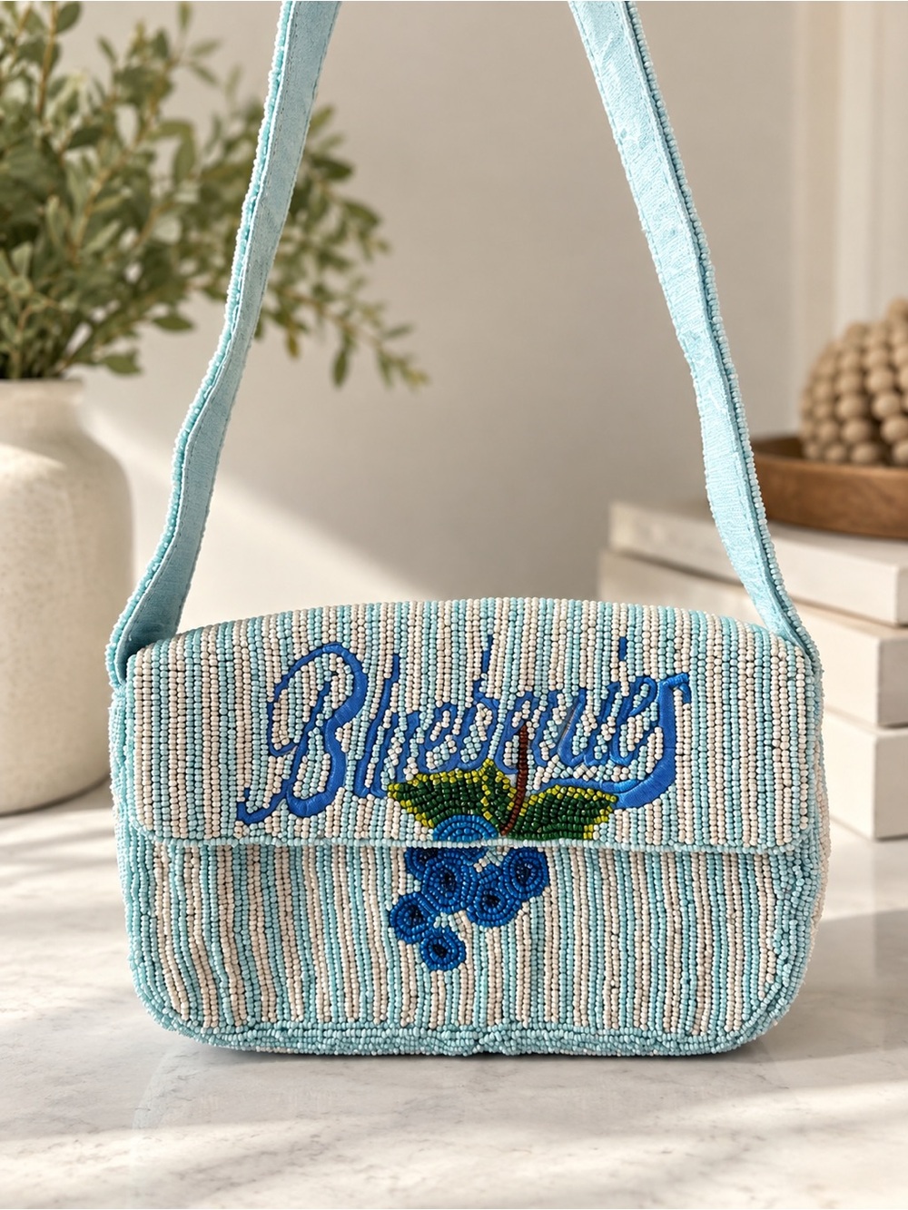 SOL & MER Blueberries Beaded Shoulder Bag 🫐💙